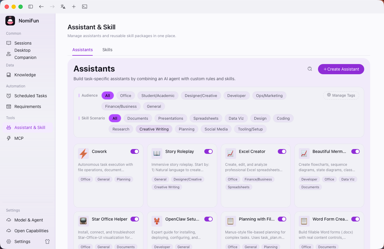 Assistants list (builtin library)