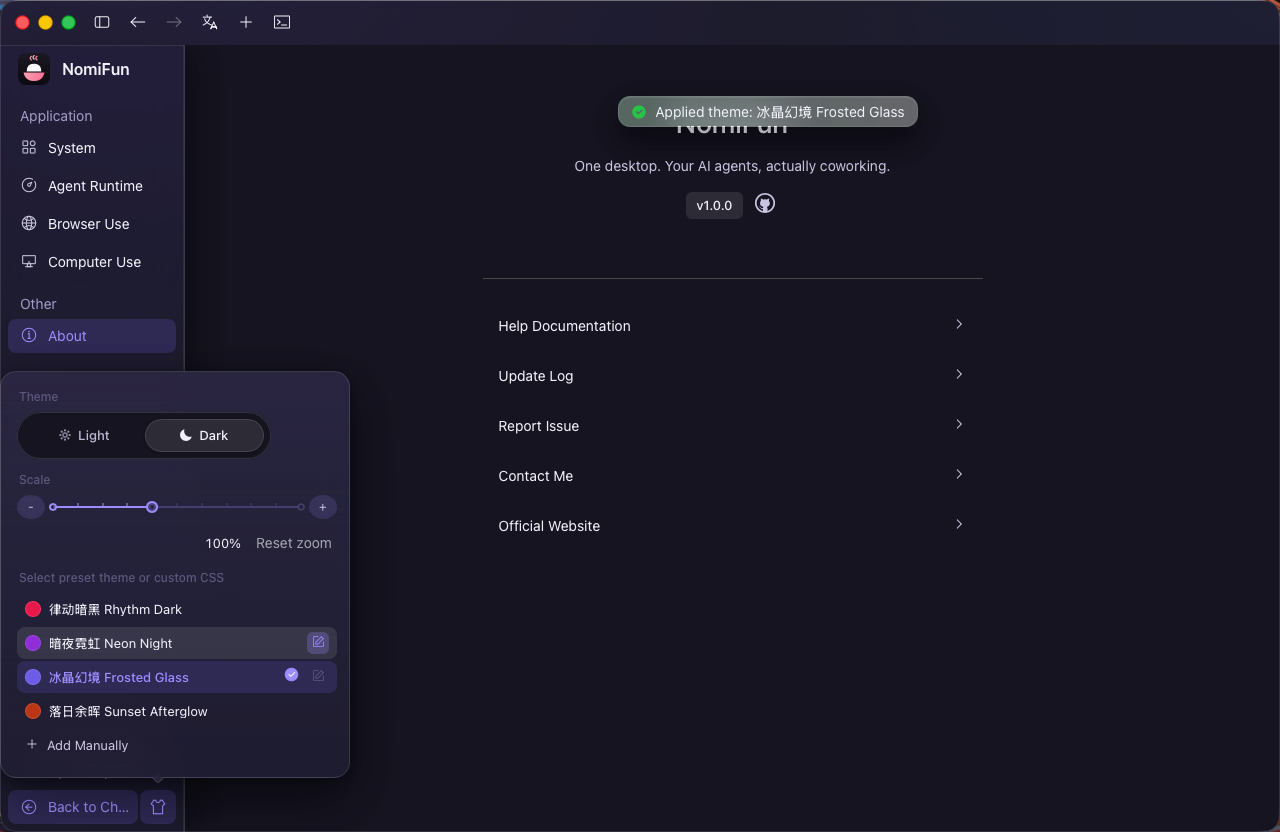 Theme settings