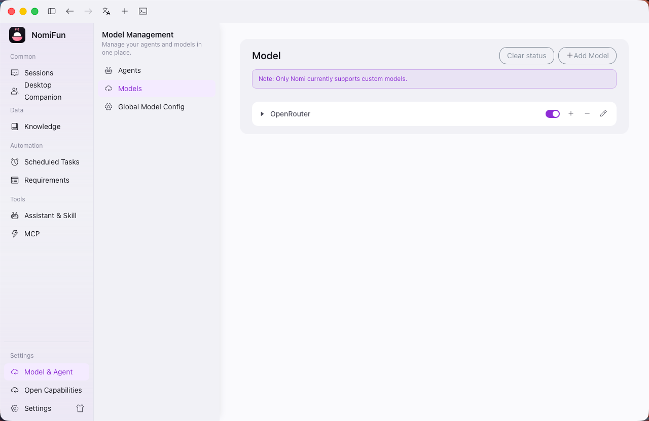 Configured model list