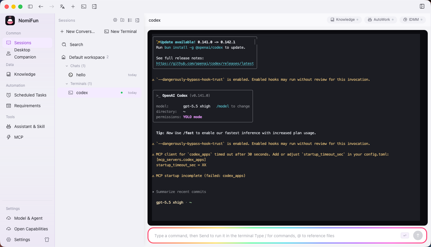 Driving a Codex terminal session
