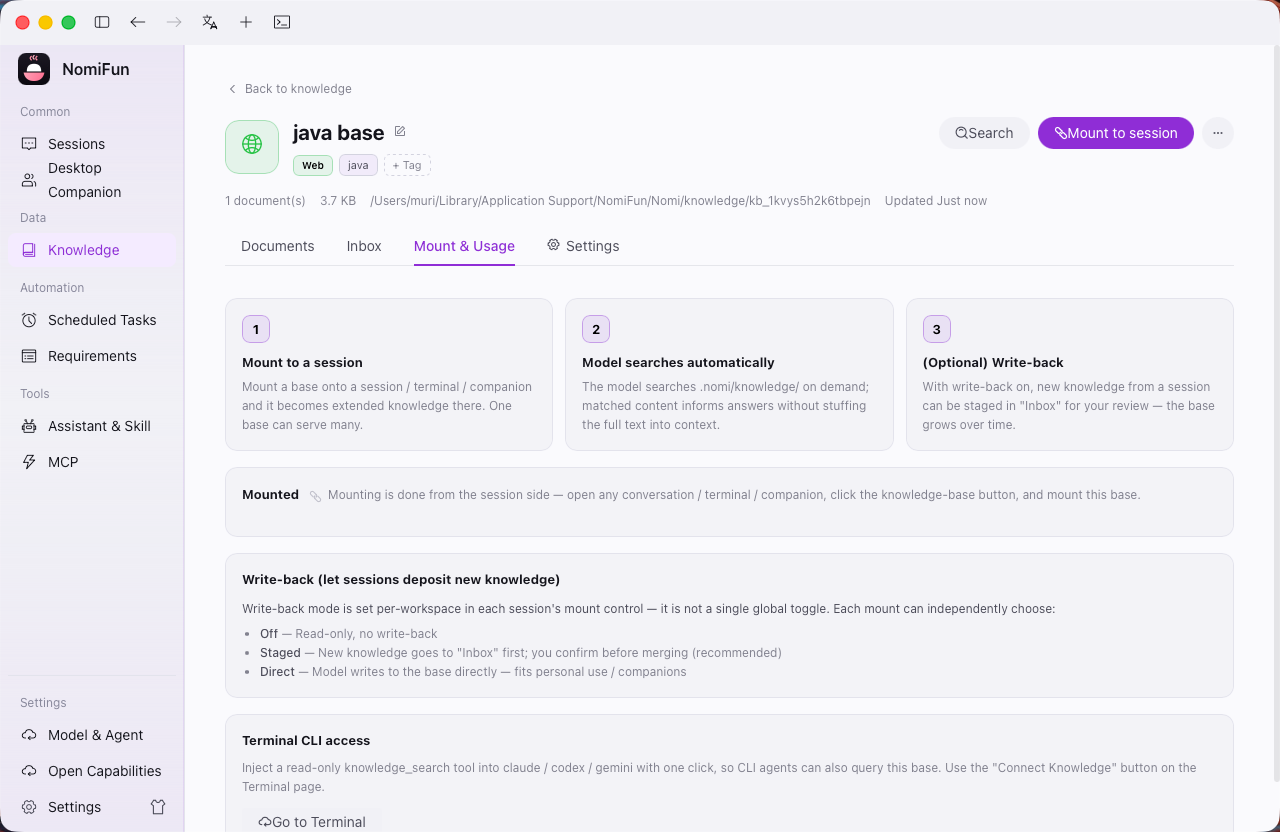 Mount into a session workspace